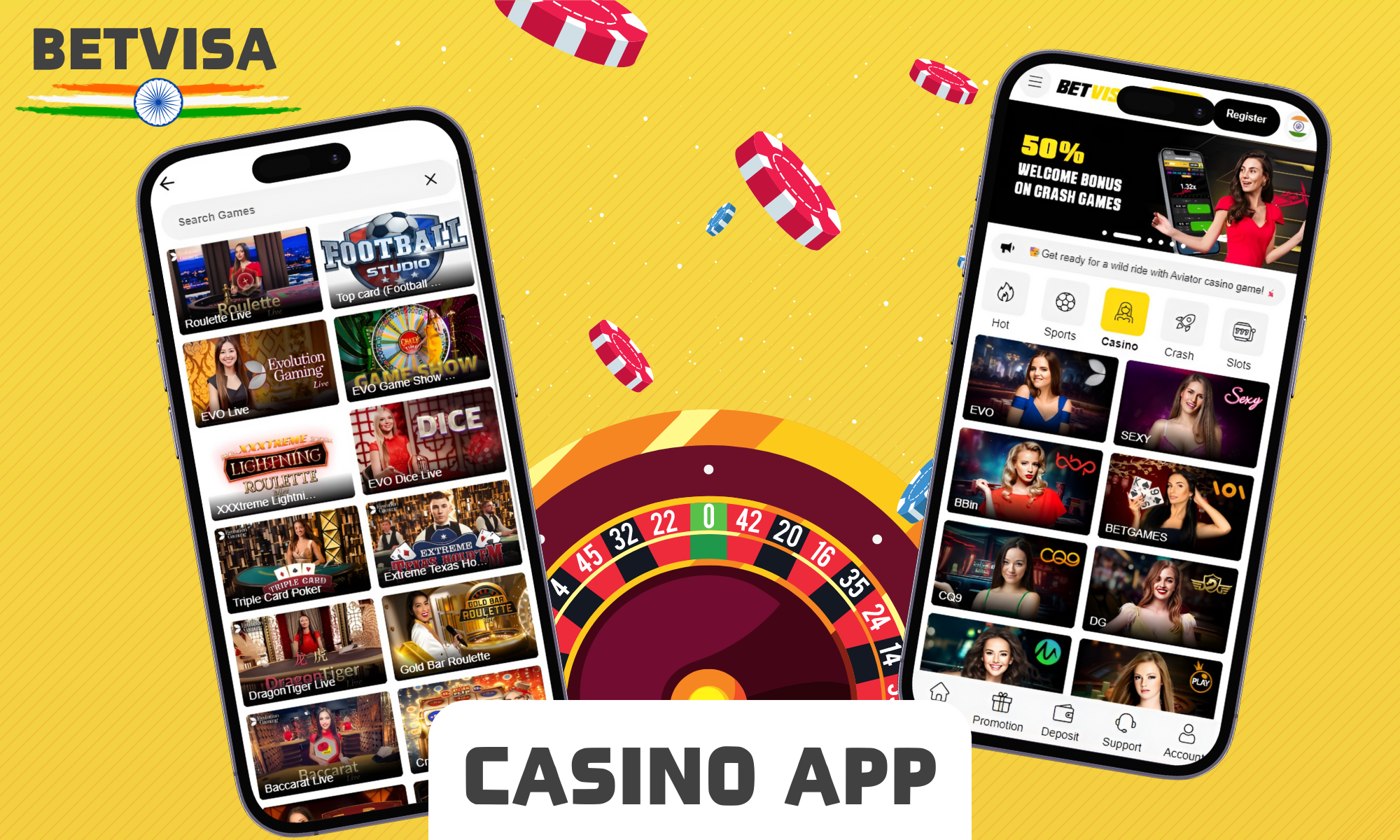 The Betvisa app offers a wide range of games and online casinos