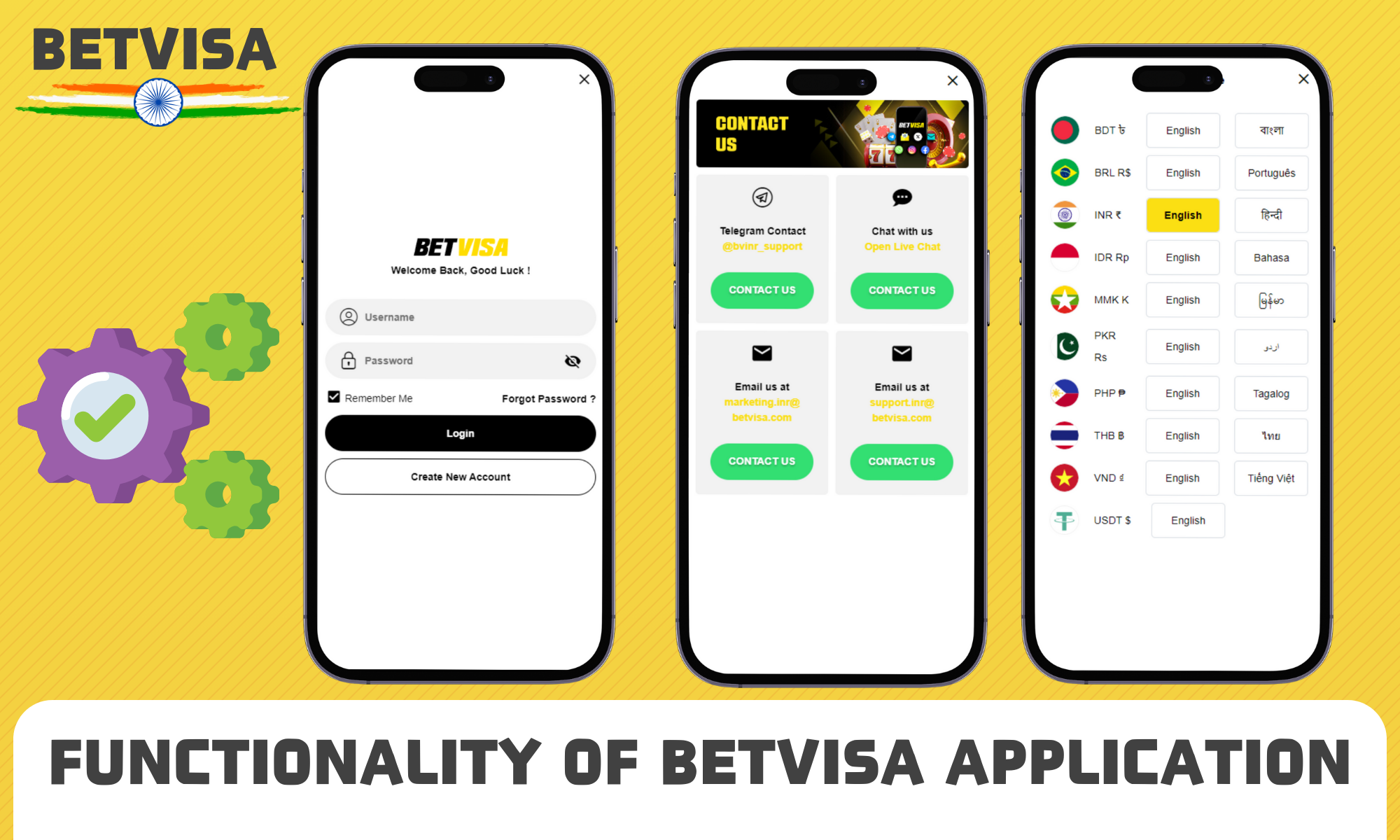 The list of features available in the Betvisa app