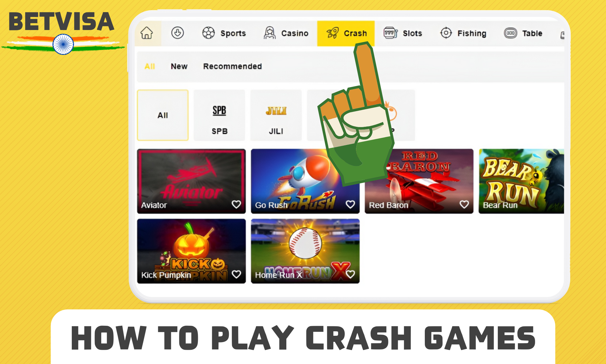 Instructions on how to start playing Crash games at Betvisa