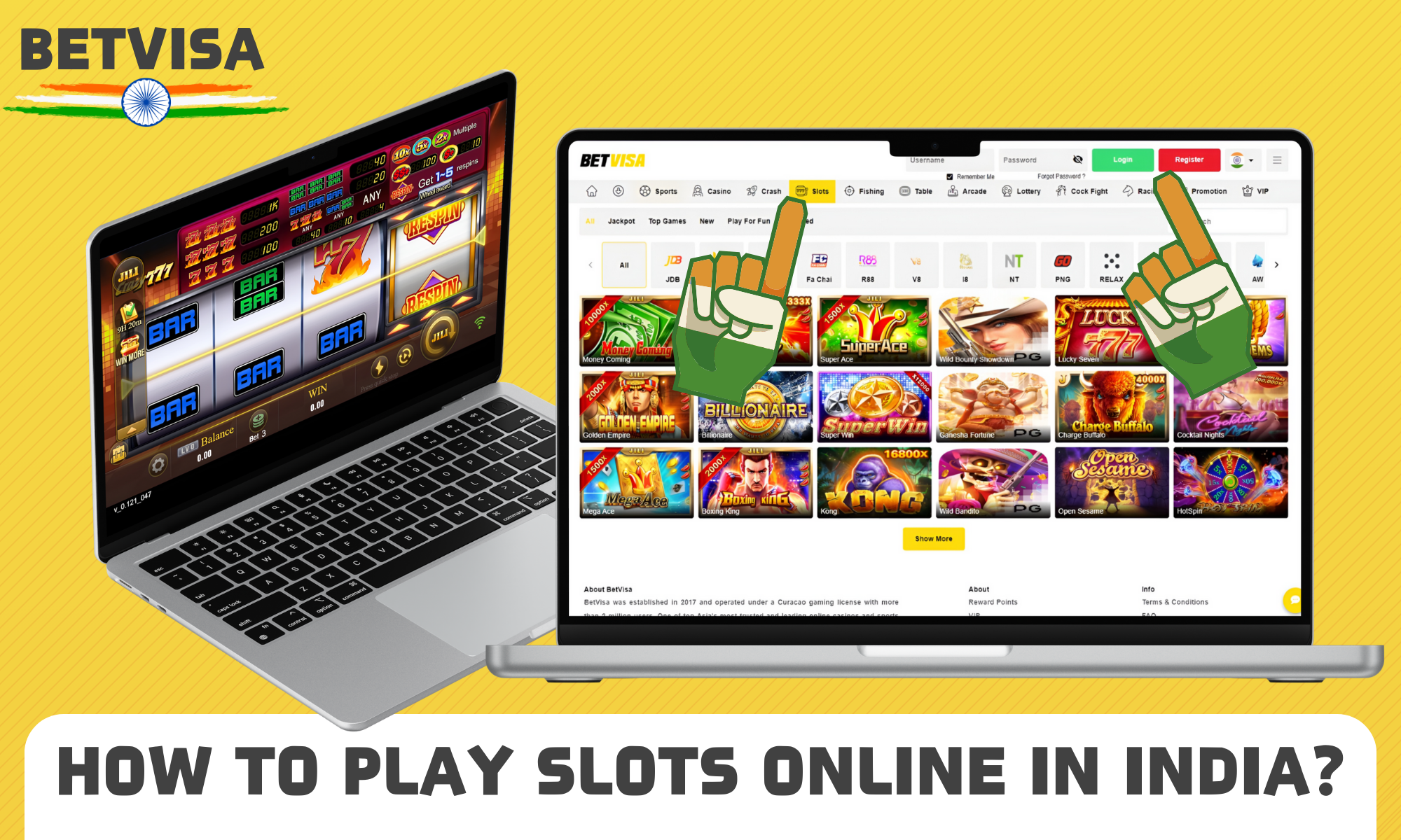Instructions on how to start playing Betvisa slots