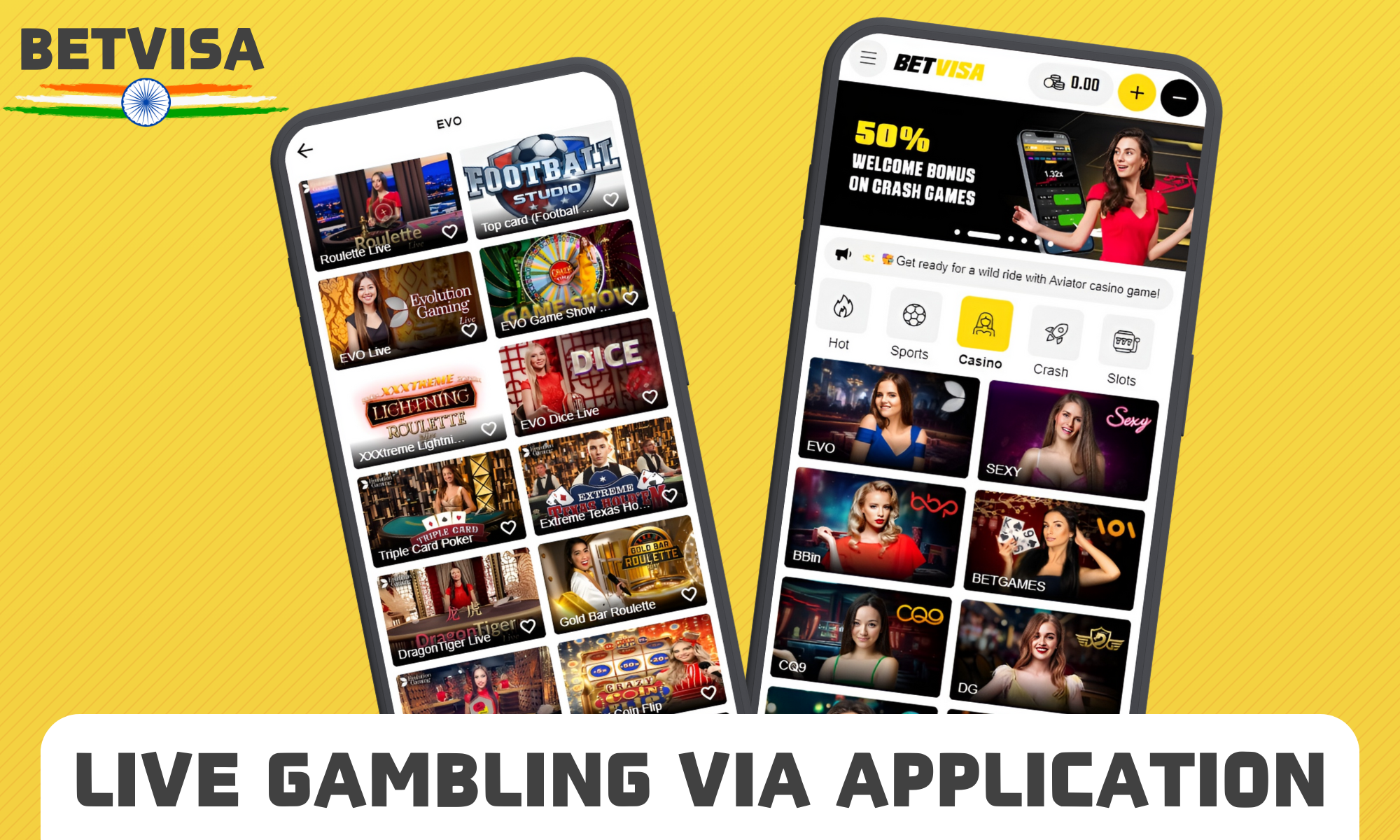Betvisa offers the opportunity to play online games through a mobile application